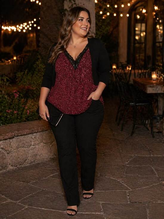 Disney Tops - Daytrip Red Animal Print Lace Trim Tank Blouse 1X Flowy Date Night Top